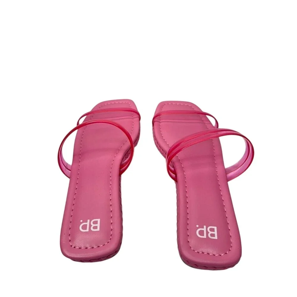 BP Viola Pink Jelly Slide Sandals Double Strap Square Toe Flats Size 12M